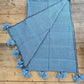 'Sky Blue' Wool Pompom Blanket