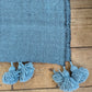 'Sky Blue' Wool Pompom Blanket