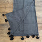 'Charcoal Diamonds’ (black pompom) Wool Pompom Blanket