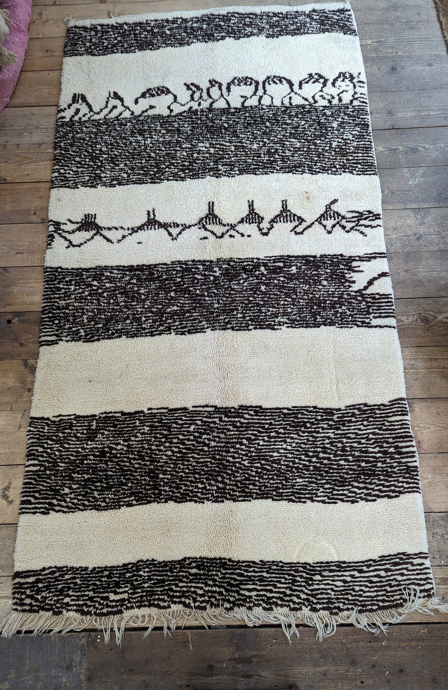 "Walnut Stripes" Vintage Beni Ourain Rug