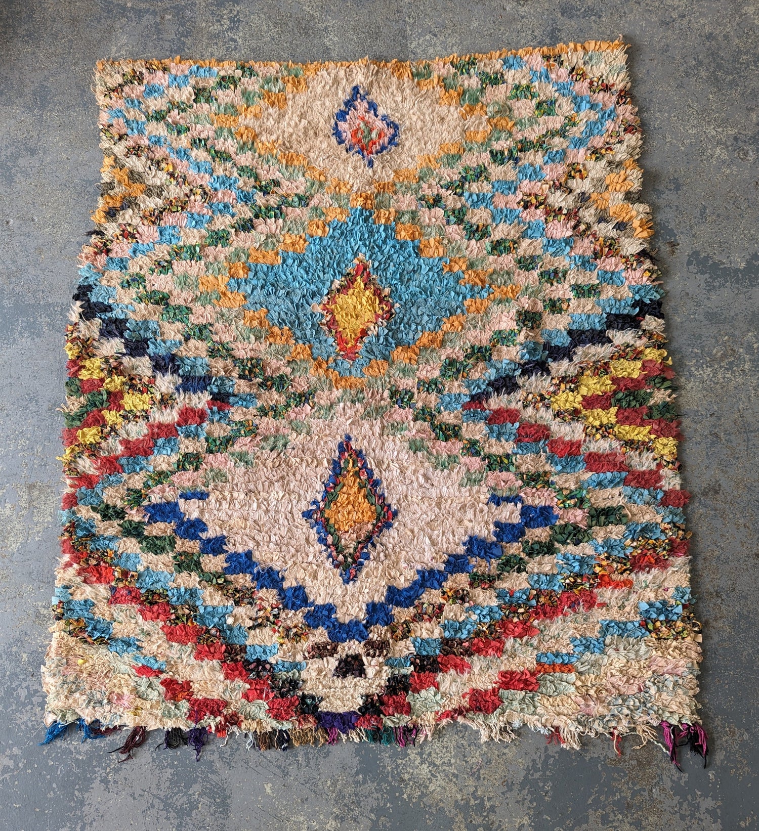 "Three Diamonds" Boucherouite Rug