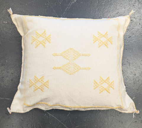 Cream & Yellow Moroccan Cactus Silk Cushion