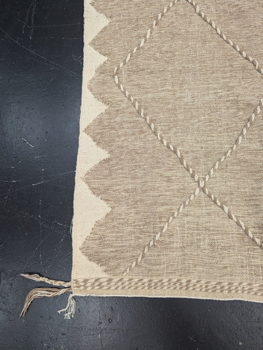 Beige Flatweave Kilim with embroidery detail