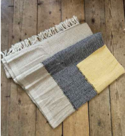 ‘Prairie’ Cotton Blanket - Yellow and Ecru