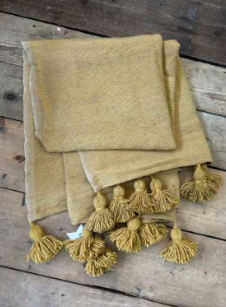 'Classic’ Pom Pom Blanket - Mustard