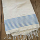 Cotton Blanket - White with blue stripe band