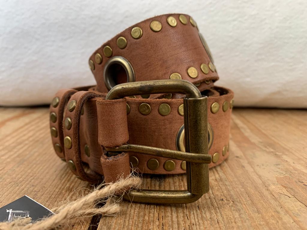 Light Tan Stud/Ring Belt