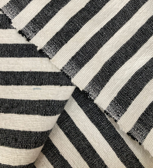 Black Striped Saharan Pompom Blanket