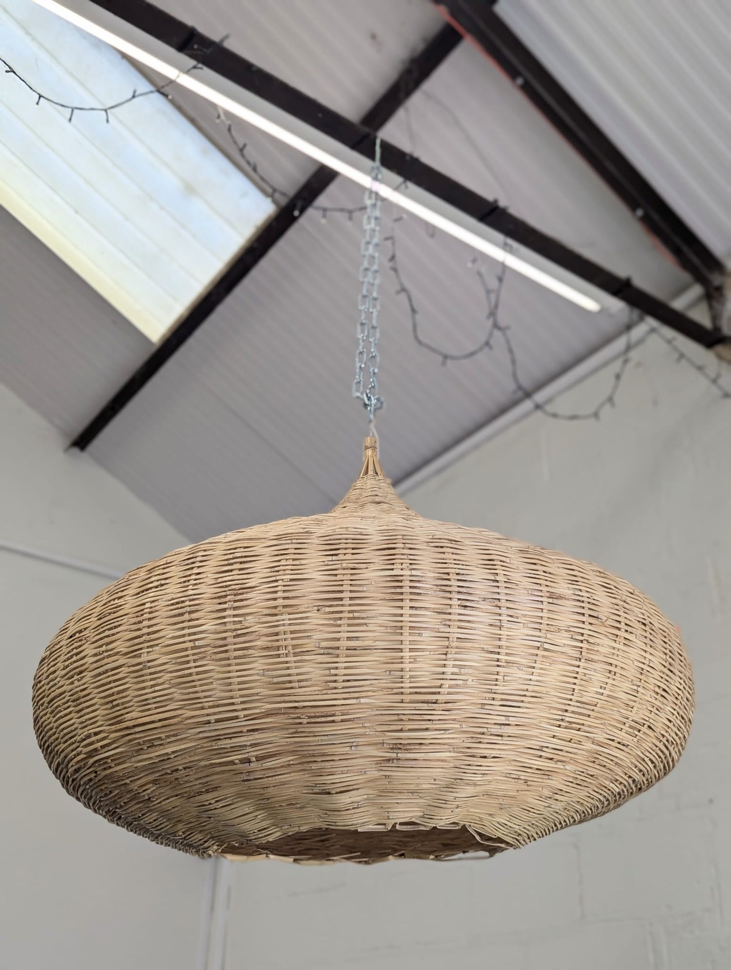 ‘Teardrop Pod’ woven wicker lampshade