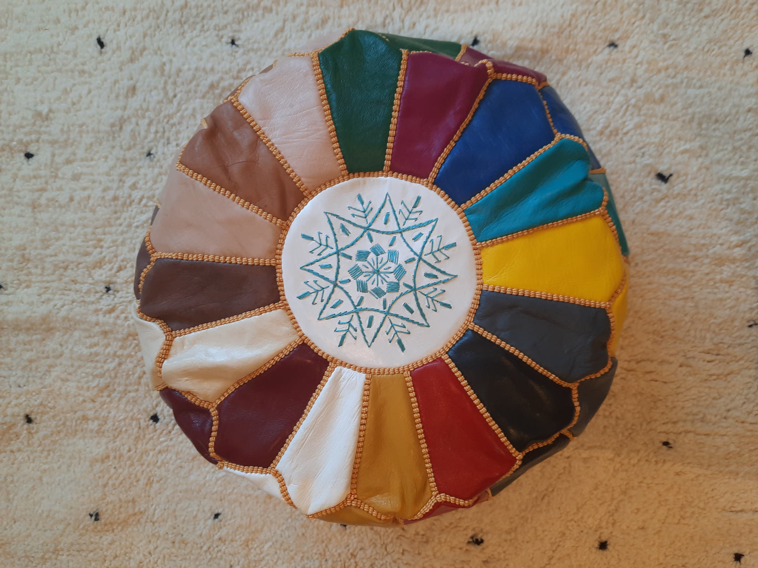 Multi / Rainbow Moroccan Leather Pouffe